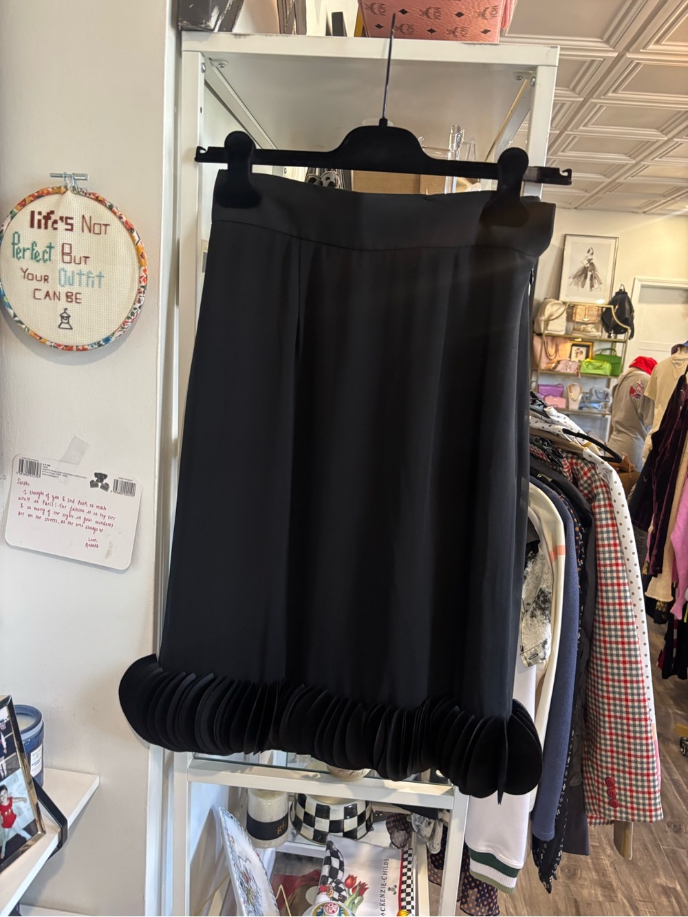 Worth Black Midi Skirt with Pleated Bubble Hem